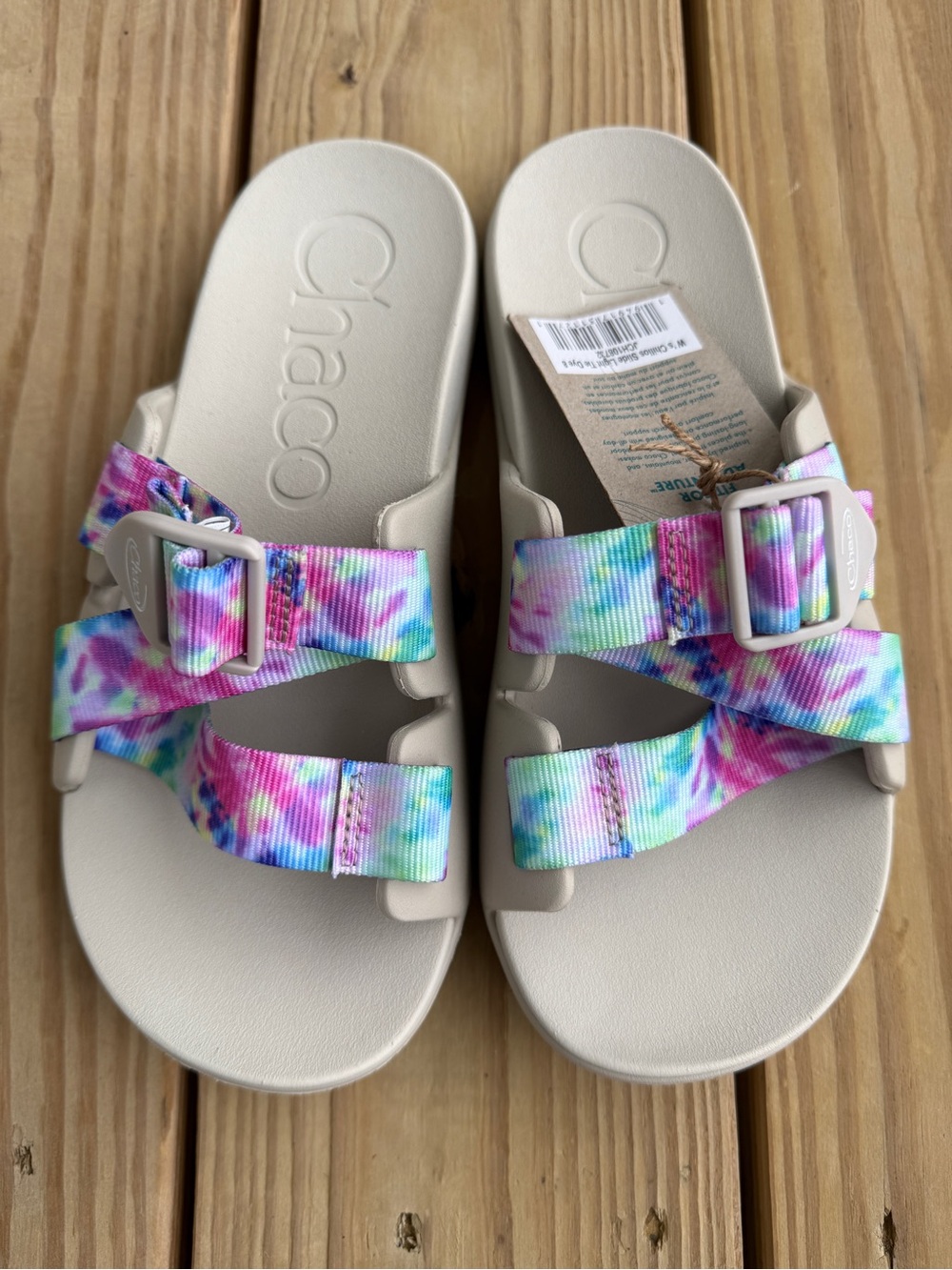 New Chaco Chillos Slide Sandal Women's 8 Light Tie Dye Beige JCH108732